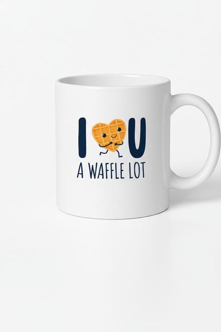Grappige Mok met Wafel Hart 'I WAFFLE U A WAFFLE LOT' | Liefdevolle Pun Cadeau