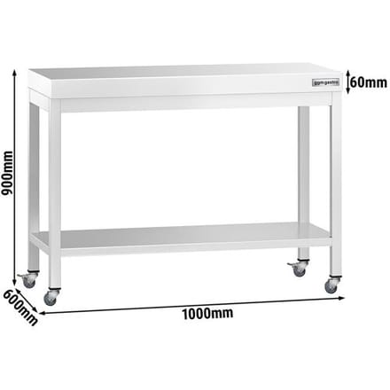 GGM Gastro RVS werktafel PREMIUM - 1000x600mm - met onderstel & wielen zilver
