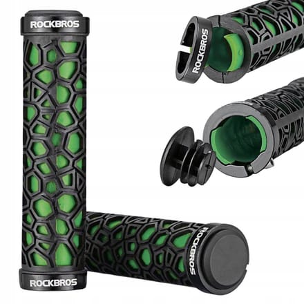 Rockbros Fietshandvatten 130mm Zwart/Groen - Comfortabele grip 22mm
