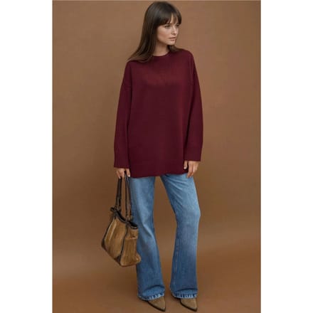 Dikke Gebreide Crewneck Lange Trui