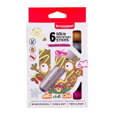 Peinture pour affiches - Bruynzeel - Bâtons de peinture - 6 couleurs - Pour enfants - Haute qualité