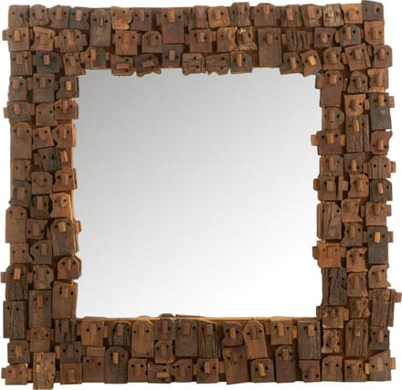 J-Line spiegel Syma - hout/spiegel - naturel - small - 90 x 90 cm