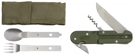 Fox Outdoor - Multi Tool met Vork, Mes & Lepel - Leger Groen