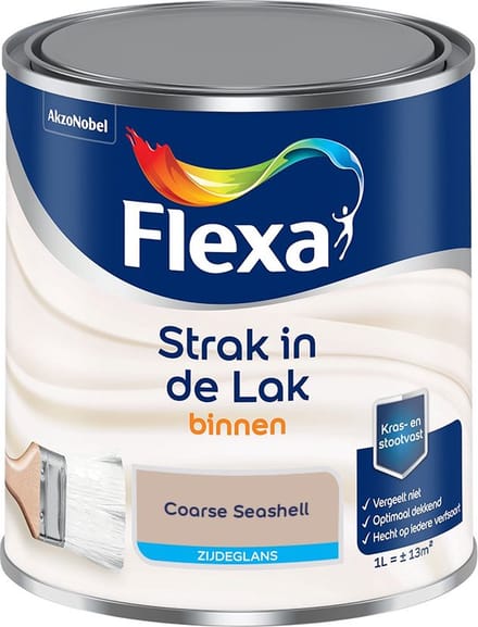 Flexa - Strak In De Lak Binnenlak Zijdeglans - Coarse Seashell - Mengverf - 1 L