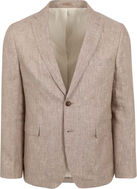 Suitable Blazer Pepita Linnen Beige - Maat 54 - Heren blazer