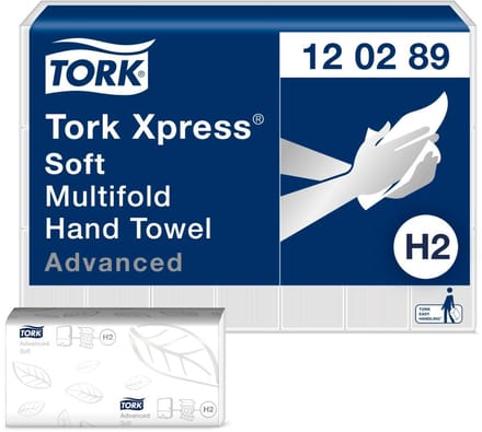 Tork Xpress Multifold papieren handdoeken Advanced H2, zacht, groot, 2-laags, wit (120289)