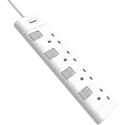Stekkerdoos 4 Stopcontacten 230V – Philips CHP3140WB/05 – Wit