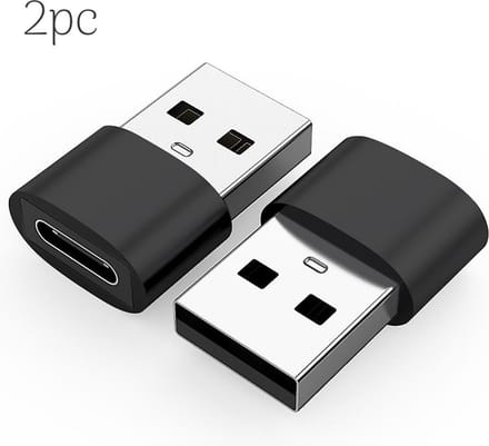 2 set - USB-A naar USB-C Adapter - Converter - 480Mbps - Zwart - USB