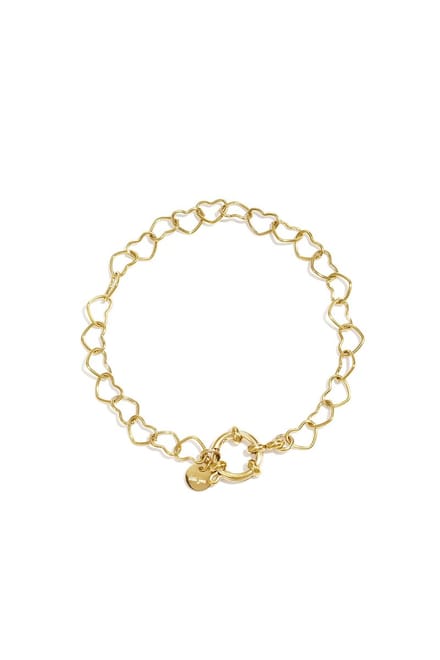 Armband met Frontsluiting en Hartvormige Schakels - Verkleurt niet - Cadeau - Goudlief.nl