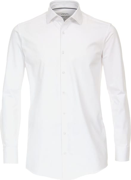 VENTI modern fit overhemd - jersey - wit - Strijkvriendelijk - Boordmaat: 48
