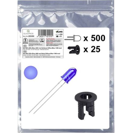Quadrios 25O202 LED-assortiment Blauw Rond 5 mm 1300 mcd 20 mA 3.0 V Piece