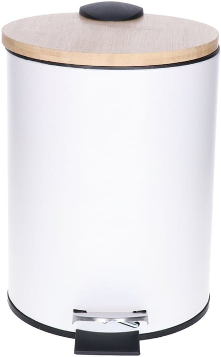 Tendance Badkamer prullenbak/afvalbak Bamboo vibe - soft close - wit - 3 liter - metaal