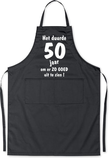 Mijncadeautje - Luxe Keukenschort - Het duurde 50 jaar - Unisex - Zwart - Leeftijd
