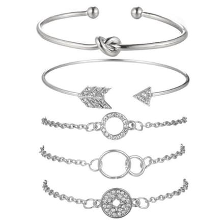 Zilveren Armband Dames Bangle - set 5 - SEVEND®