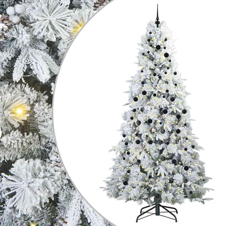 vidaXL - Kunstmatige - Hinged - Kerstboom - met - 300 - LED - Wit - 240 - cm - PE - en - PVC