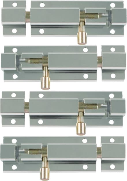 AMIG schuifslot/plaatgrendel - 4x - aluminium - 15cm - wit - incl schroeven - deur - raam
