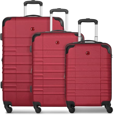 Wenger Amplar Evo 4 wielen Kofferset 3-delig met uitbreidingsplooi - Harde bagage - Combinatieslot - ruby