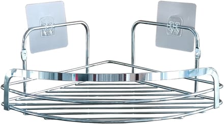 Wicotex - Zeepbakje Hoekmodel metaal met 2 plakstrippen - Chrome - Zeepbakje zonder boren