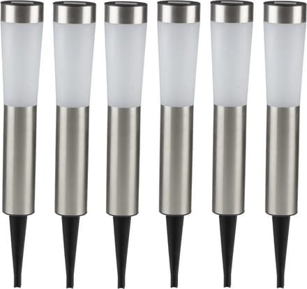 Grundig Prikspot - 8x - solar - tuinverlichting - RVS - 56 cm