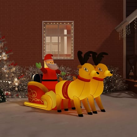 vidaXL - Kerstdecoratie - kerstman - en - rendieren - opblaasbaar - LED - 130 - cm