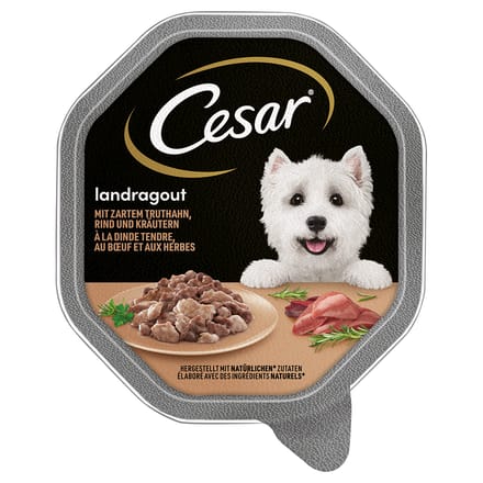 14x150g Landragout Kalkoen/Rund/Kruiden Cesar Hondenvoer Multipack