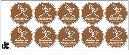 Grondafval sticker | 5 cm - 10 stuks per vel