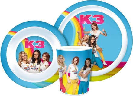 K3 kinderservies - melamine eetset 3 delig - beker / diep bord / plat bord