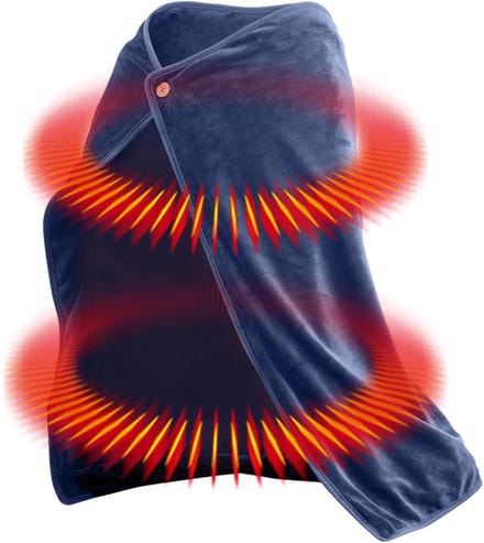 Verwarmde deken - Draagbare verwarming - Warm blijven - Multifunctioneel gebruik - 37.4 x 28 cm - Donkerblauw