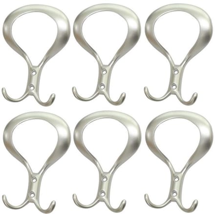 Allecto - Wandhaken van Metaal - Set van 6 - Zilverkleurig Satijn