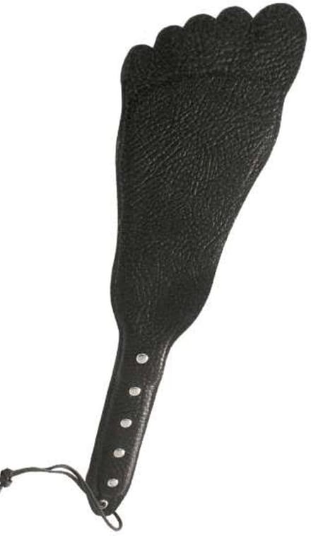 Black Label - Lederen Paddle in Voetvorm - Zwart