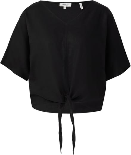 s.Oliver - female - Kortere blouse met relaxed fit van een linnenmix
