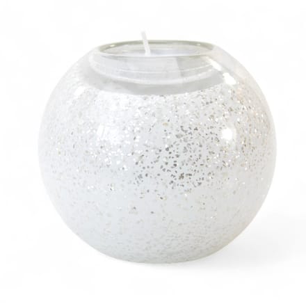 Loranto - Mini urn waxinelichthouder - Wit/Zilver - Urnen - Glasurn