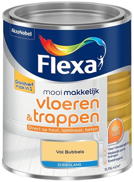 Flexa - Mooi Makkelijk Vloeren & Trappen Zijdeglans - Vol Bubbels - Mengverf - 750 Ml
