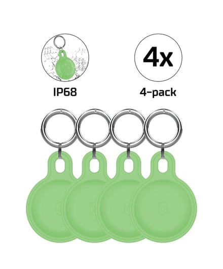Tectier AirTag Sleutelhanger Siliconen Waterdicht IP68 4 Stuks - Groen