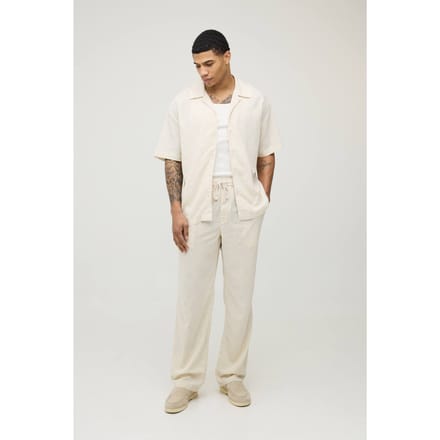 Vakantie Linnen Blend Oversized Shirt & Relaxed Broek Set | Natural | Size Medium
