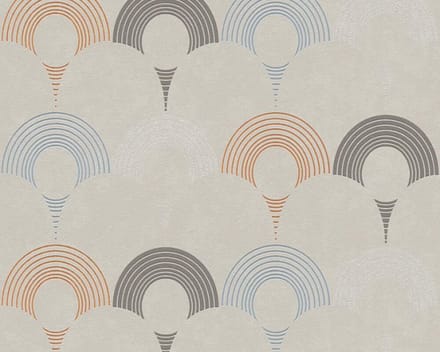 RETRO BEHANG - Grijs Zilver Oranje - AS Creation Pop Style