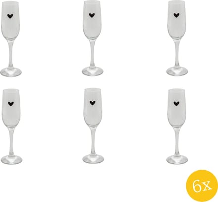 Clayre & Eef Champagneglas set van 6 stuks 200 ml Glas Hart Wijnglas