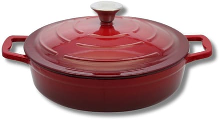 Elo 28 cm kersenrode geëmailleerde gietijzeren lage braadpan 3 liter