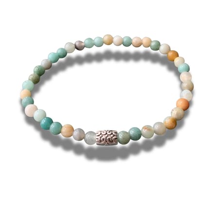 Armband - natuursteen - Amazoniet - zilverkleurig element - 4 mm 18 cm