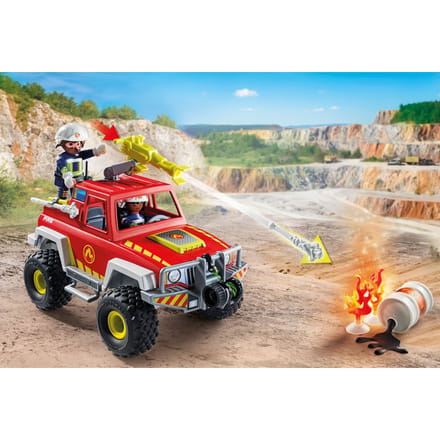 Brandweer auto spel + brandende jerrycan Playmobil