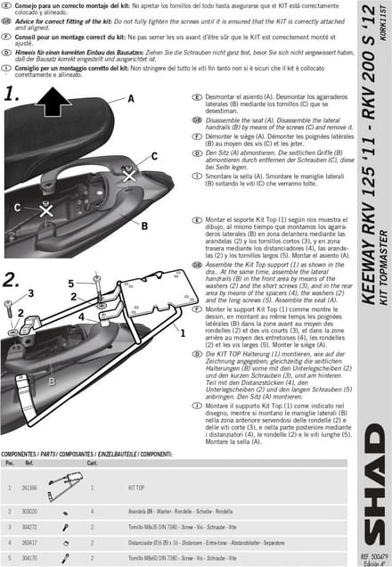 KitSupport de top case Shad pour moto Keeway 200 RKV S K0RK11ST TOP MASTER Neuf