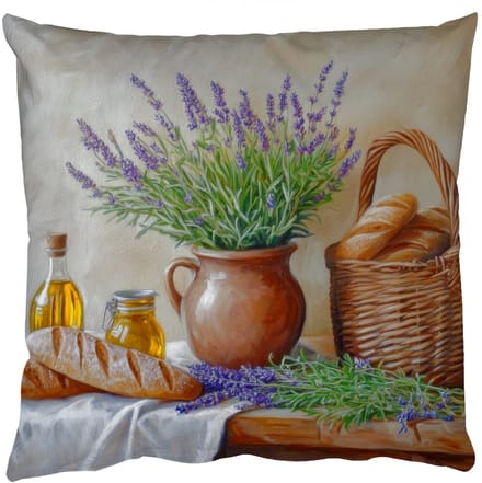 Sierkussens - Kussentjes Woonkamer - 60x60 cm - Lavendel - Brood - Stilleven