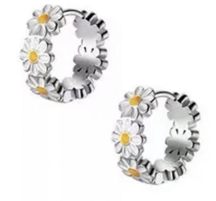 Oorringen-Madelief-Zilver-1 cm -Charme Bijoux