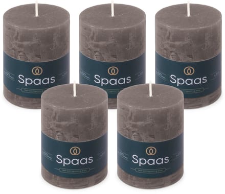 Spaas Rustieke Stompkaarsen - Donkergrijs - 70/95mm - circa 35 uur - 5 kaarsen