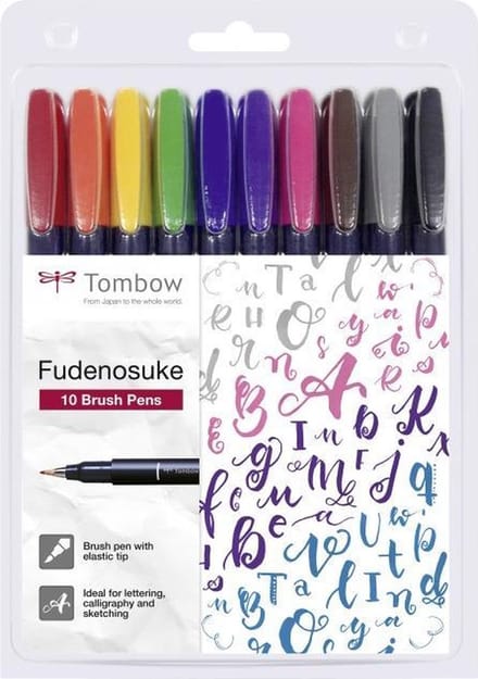 Tombow Fudenosuke - Brush pennen - set van 10