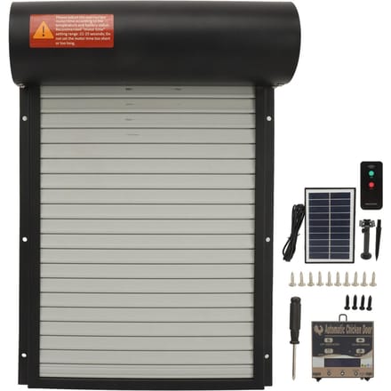 Automatische kippenhokdeur op zonne-energie met lichtsensor, timer, afstandsbediening, LED-scherm, automatisch gray