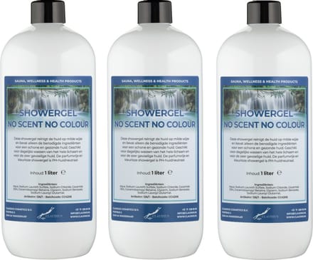 Douchegel No Scent, No Colour 1 Liter - set van 3 stuks - Showergel