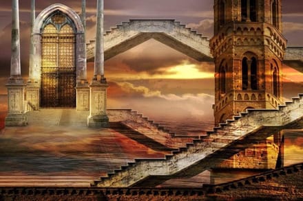 Fotobehang - Ethereal Tower 375x250cm - Vliesbehang
