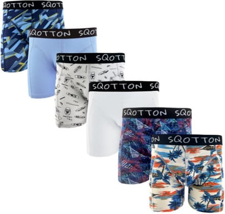 Heren boxershorts - SQOTTON® - 6 stuks - Holliday/Beach - Maat XL