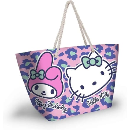 Karactermania - Sanrio - Hello Kitty - Safari - Zon - Strandtas met rits - Boodschappentas - Roze